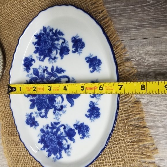 Blue floral oval porcelain tray - Picture 3 of 6
